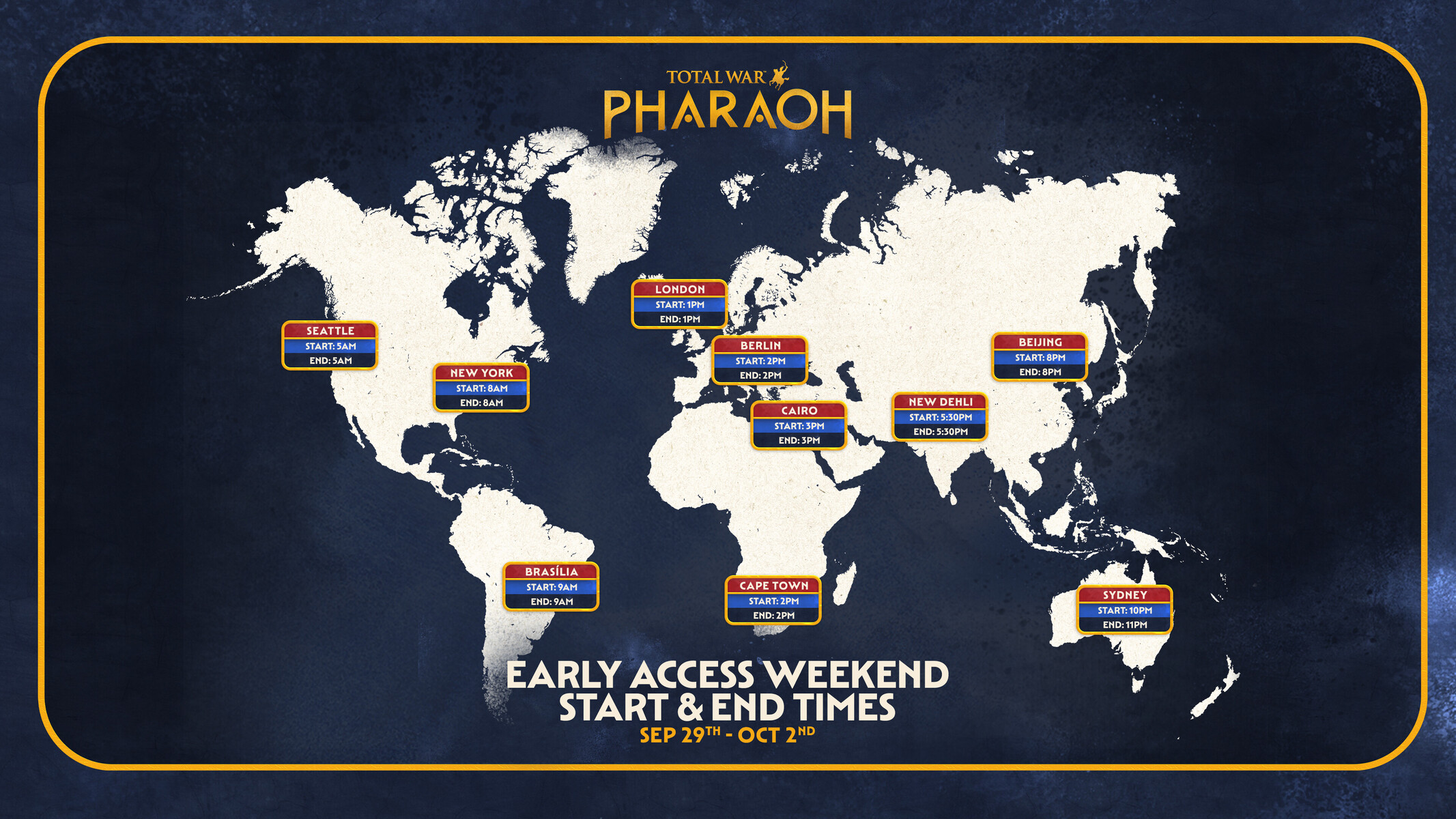 Global Timings for Total War: Pharaoh’s Early Access Weekend Launched