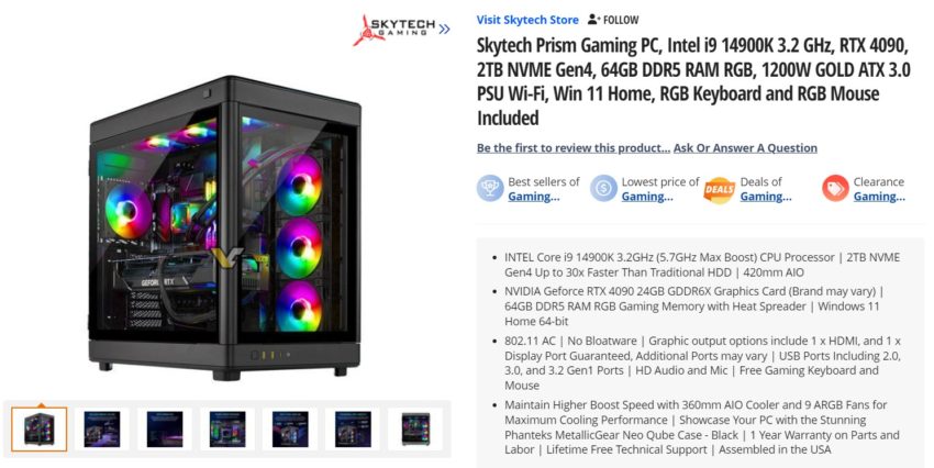 Newegg introduces prebuilt gaming PCs featuring Intel Core i9-14900K, a powerhouse for gamers.